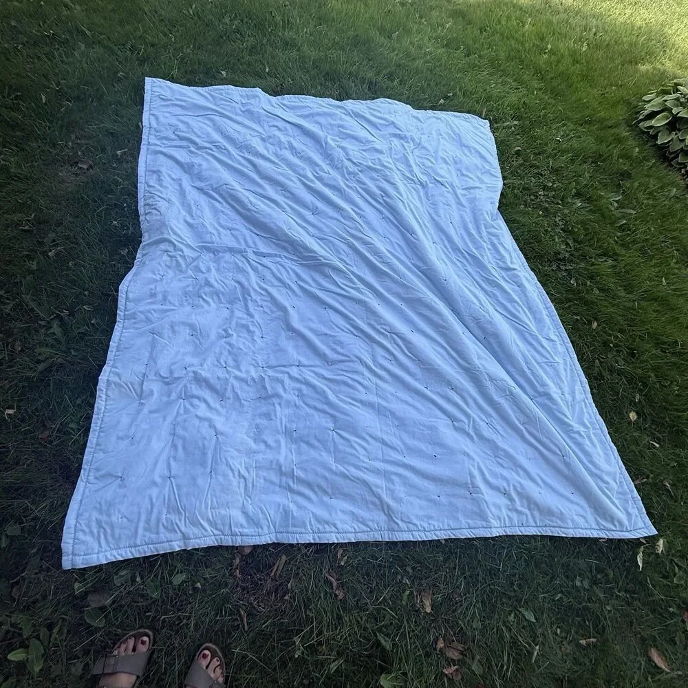 Vintage Handmade Patchwork Tied Quilt Blanket Multicolor 84x70 Throw Floral Blue